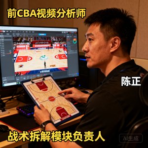 前CBA视频分析师陈正，负责战术拆解模块